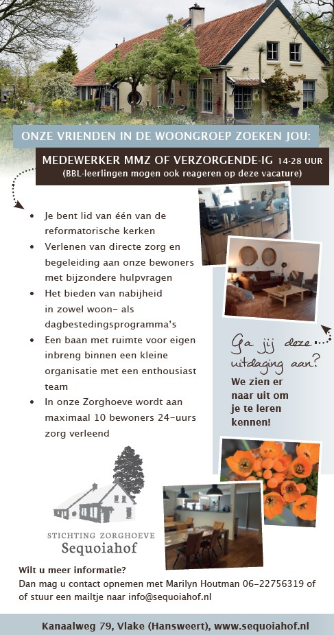 Advertentie Medewerker MZ of Verzorgende IG BBL